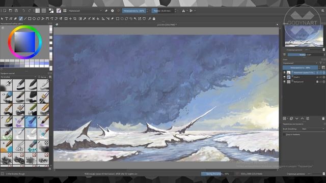 How to draw winter landscape / Как нарисовать зимний пейзаж смотреть онлайн