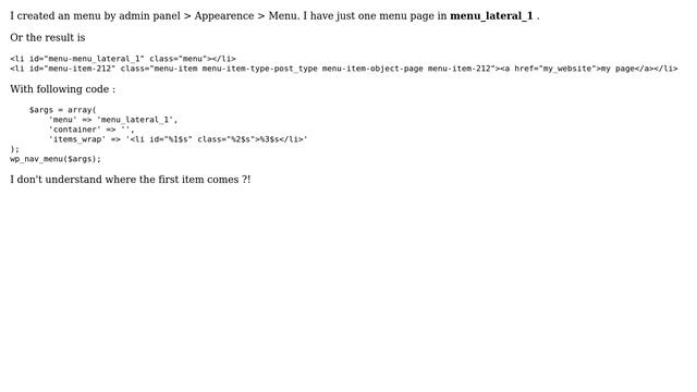 Wordpress: wp_nav_menu li item empty смотреть онлайн