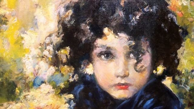 Иванов Е.В. «Девочка с куклой в саду. Реплика Винченцо Иролли» холст/масло, 50х50 см. смотреть онлайн