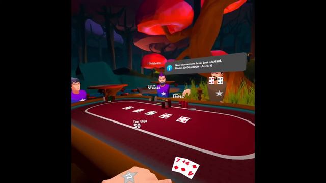 Третье место в глобальном турнире на более 100 человек в Poker VR