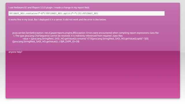 Got "The type java.lang.CharSequence cannot be resolved" error when compile JasperReports templa... смотреть онлайн