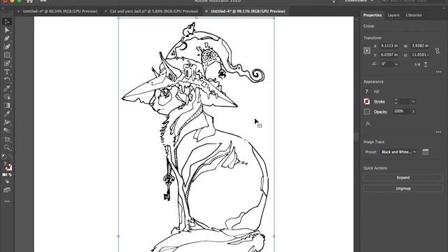 How to turn a sketch into a vector coloring page with photoshop and illustrator - Image Trace metho смотреть онлайн