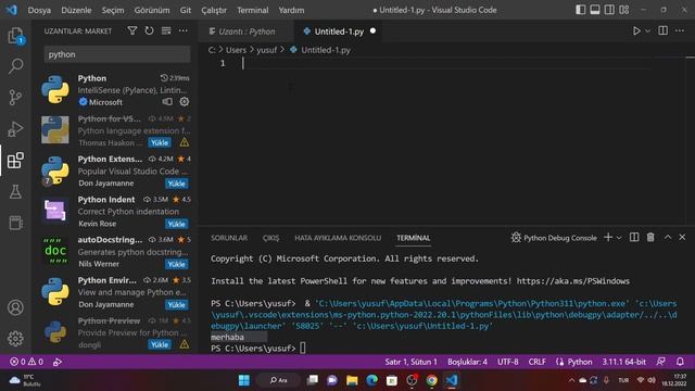 Python ve Visual Studio Code Kurulumu | Türkçeleştirme, Klasör ve Dosya Oluşturma İşlemleri смотреть онлайн