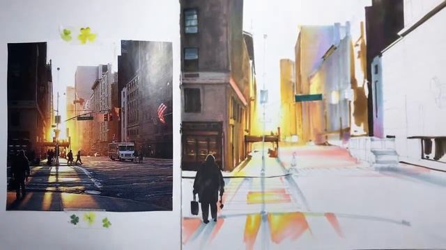 Закат в Нью-Йорке маркерами. Как нарисовать маркерами закат. Свет в Архитектуре. смотреть онлайн