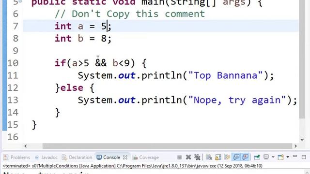 07 - Java Multiple Conditions смотреть онлайн