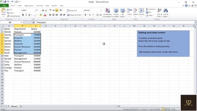 How to Delete Work Sheet content in Excel / Deleting Entries in Excel смотреть онлайн