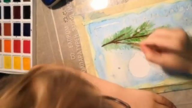 Новогодняя открытка акварелью смотреть онлайн