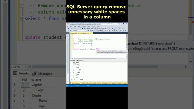 Remove unnecessary white spaces from a column in SQL Server trim #sqlserver смотреть онлайн