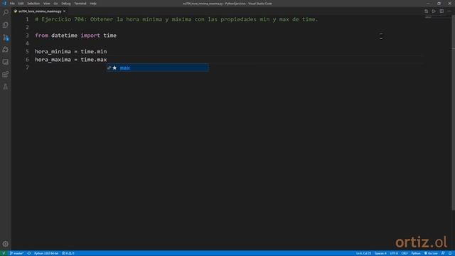 Python - Ejercicio 704: Obtener la Hora Mínima y Máxima con las Propiedades min y max de Time смотреть онлайн