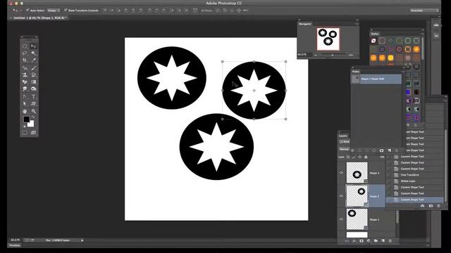 Photoshop CC tutorial : Multiple shapes selection via move tool HOW TO смотреть онлайн