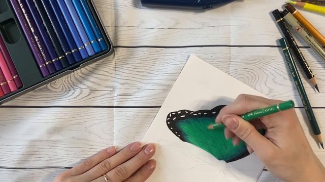 Бабочка цветными карандашами смотреть онлайн