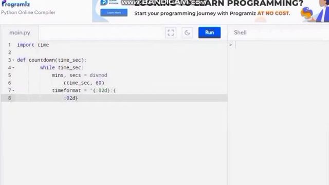 Python program to Create a Countdown Timer смотреть онлайн