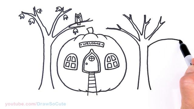 How to Draw a Magical Pumpkin Fall Scenery ?Cute Autumn Landscape Art смотреть онлайн