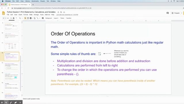 Python Session 1: Print Statements, Calculations, and Variables смотреть онлайн