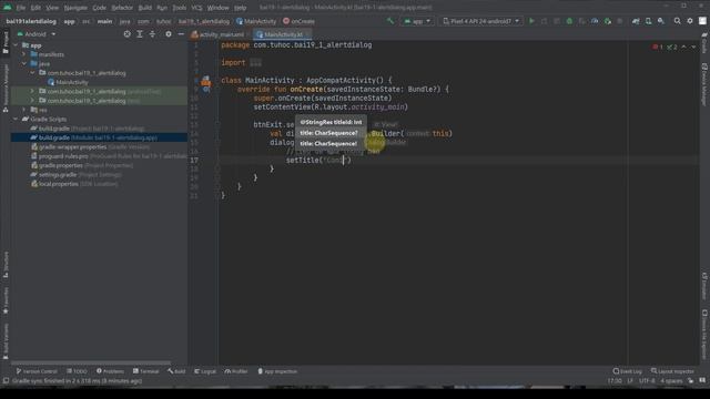 19.1 Androidstudio kotlin - AlertDialog kotlin simple explanation - hộp thoại cảnh báo kotlin смотреть онлайн