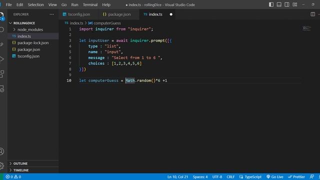 Rolling Dice Simple game using Inquirer Library in CLI смотреть онлайн