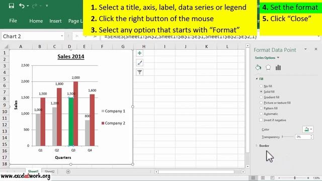 Modify format of a chart - Learn Excel Fast - Excel 2016 смотреть онлайн