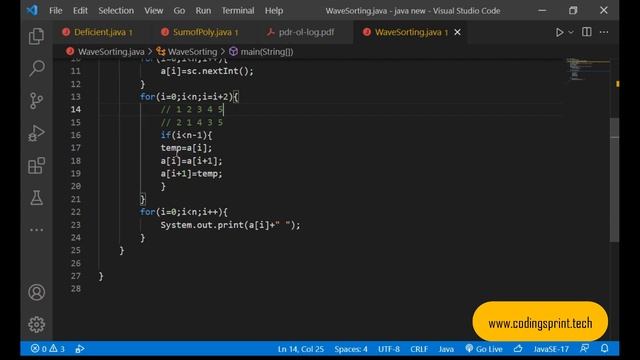 Wave sorting in an array | Java | Coding Sprint смотреть онлайн