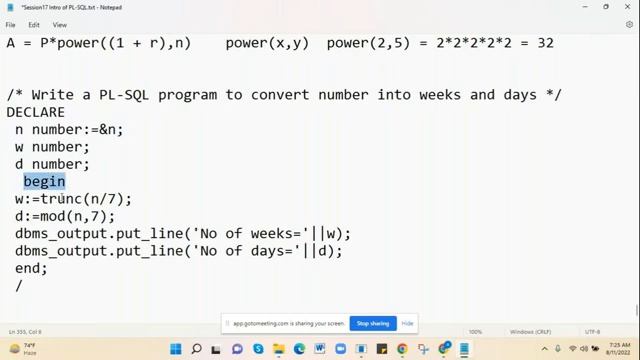 11 August 2022 PLSQL class 2 смотреть онлайн