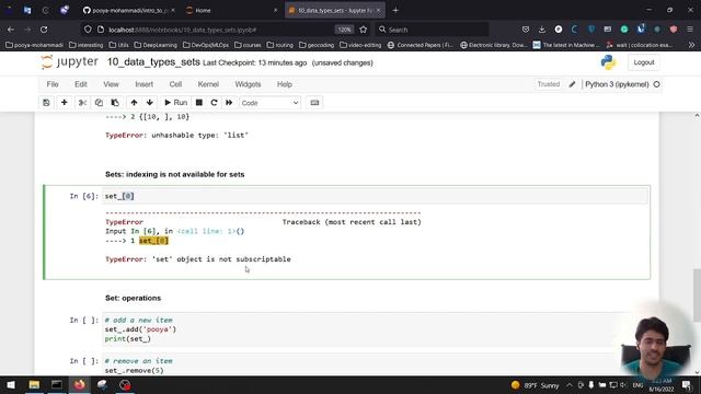 Introduction to Python: Sets: Create, Add, Remove, mutable, unhashable смотреть онлайн