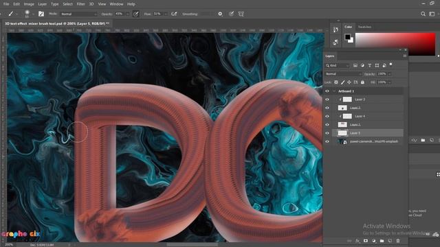 Photoshop 2021 tutorial | for beginners 3d text effect | mixer brush tool смотреть онлайн