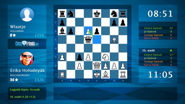 Chess Game Analysis: Erika Holodnyák - Wlaatje : 1-0 (By ChessFriends.com) смотреть онлайн