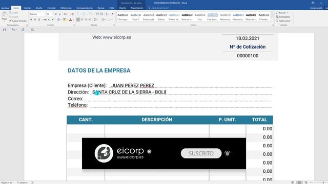 Formato de Cotización o Pro-forma en Word. | Descarga Gratis смотреть онлайн