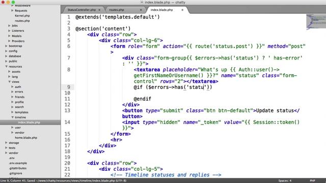 Social Network with PHP: Posting statuses (25/37) смотреть онлайн