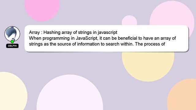 Array : Hashing array of strings in javascript смотреть онлайн