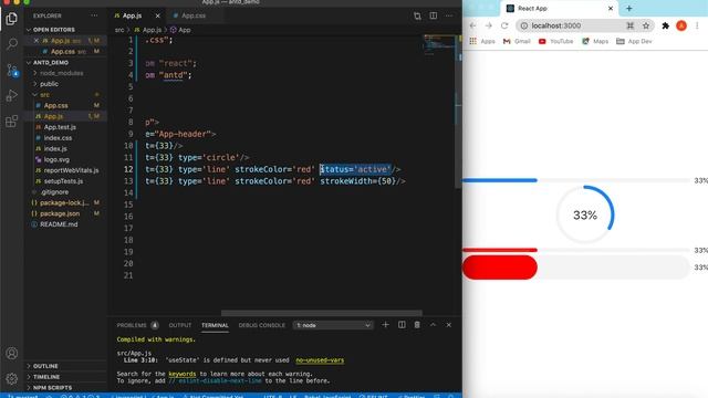 Ant Design Progress component usage in ReactJS app | AntD Line, Circular and Step Progress Tutorial смотреть онлайн