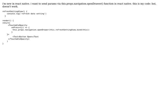 How to send params via this.props.navigation.openDrawer() in React native? смотреть онлайн