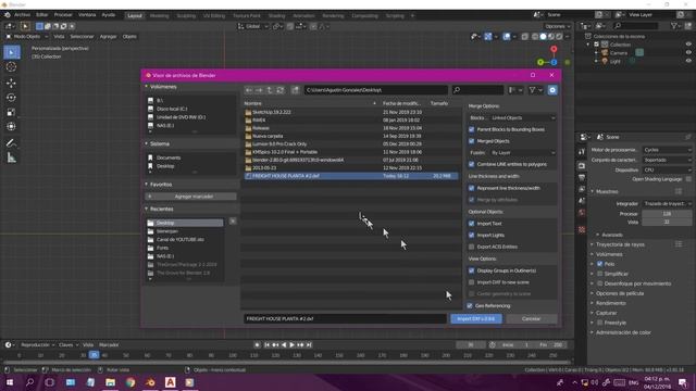 Como exportar/Importar archivos Dwg de Autocad a Blender 2.83. смотреть онлайн