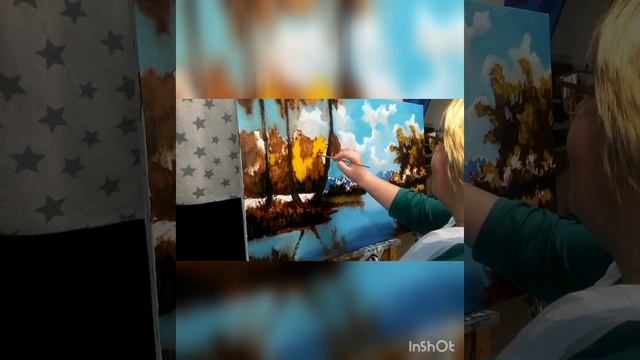 Ученица Светлана рисует маслом на индивидуальном мастер-классе с Изоброй смотреть онлайн