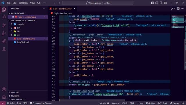 Gaji + Lembur java Golongan gaji + lembur Visual Studio Code 2023 11 02 22 16 03 смотреть онлайн