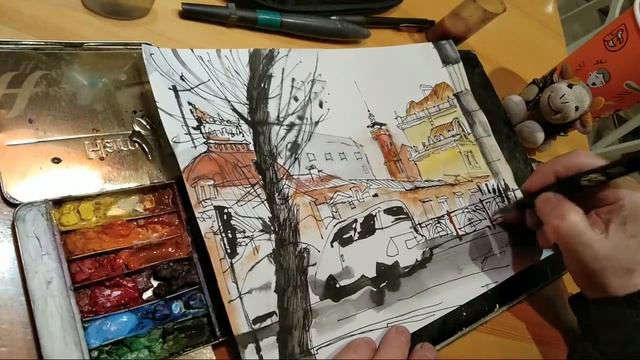 Замёрзнув на улице, дорисовываю в кафе :-) смотреть онлайн