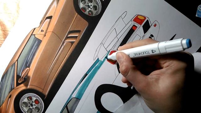 Realistic Car Drawing Lamborghini Diablo SV | Учимся рисовать Lamborghini Diablo VT