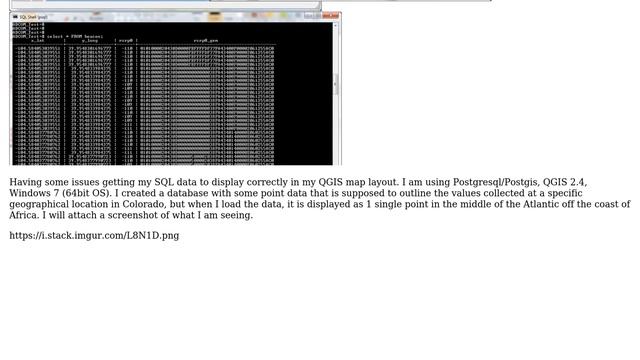 GIS: Loaded SQL Point Data not displaying correctly in QGIS map смотреть онлайн