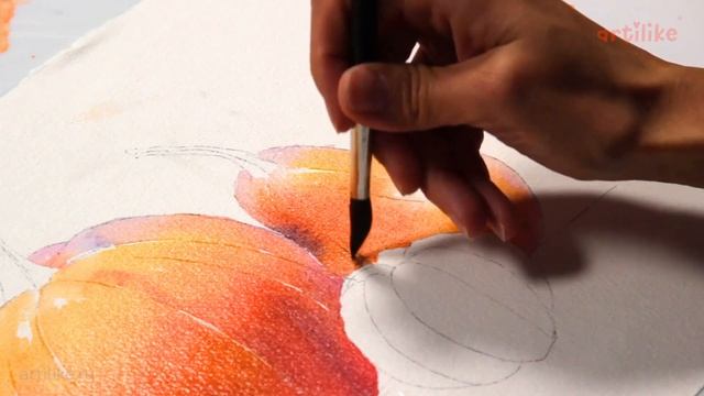 Как нарисовать тыквы | Рисуем тыквы акварелью | Акварель для начинающих | Школа рисования Артилайк смотреть онлайн