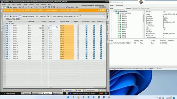 PLC S7-1500 OPC UA Server simulation with OPC UA Client Visual basic
