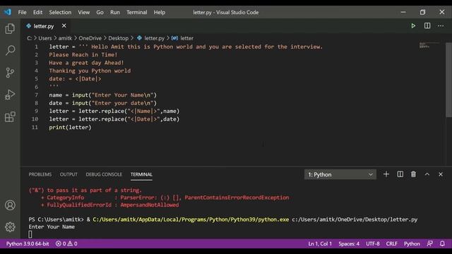 How to greet or write letter in #Python program смотреть онлайн