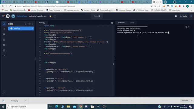 Python calculator | hosted on repl.it | Made with pycharm смотреть онлайн