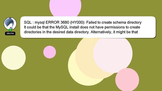 SQL : mysql ERROR 3680 (HY000): Failed to create schema directory смотреть онлайн