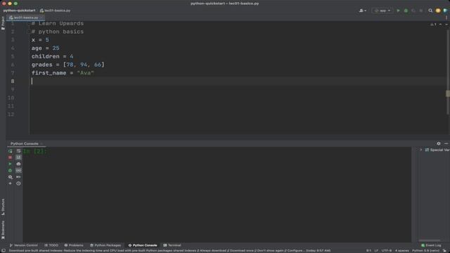 Python Quick Start: Basics Tutorial for Beginners - Variables Operators Comments смотреть онлайн