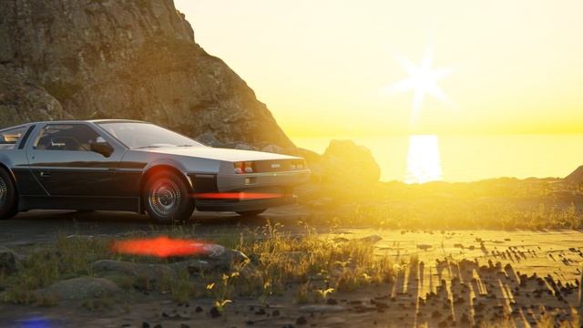 4k - DMC12 on a cliff - Blender Cycles + Quixel Megascan Library Test Render. смотреть онлайн