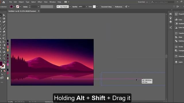 Nature Evening Landscape View Vector Illustration | Adobe Illustrator CC Video Tutorial | Vector Ar смотреть онлайн