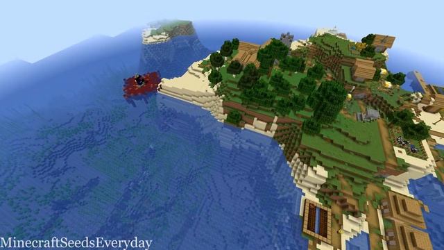 Minecraft Java 1.16 Seed: Perfect island village with ocean monument and ruined portal near spawn смотреть онлайн