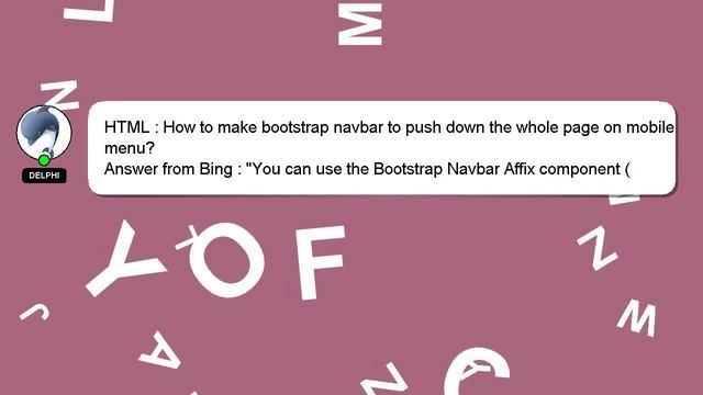 HTML : How to make bootstrap navbar to push down the whole page on mobile menu? смотреть онлайн