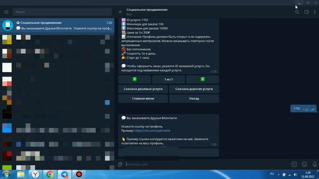 Накрутка через бот, указываем страничку в ВК