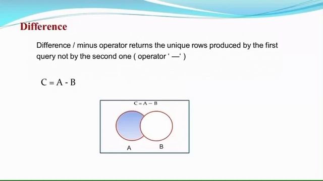 SQL : Union, Intersection , Difference, Cartesian product смотреть онлайн