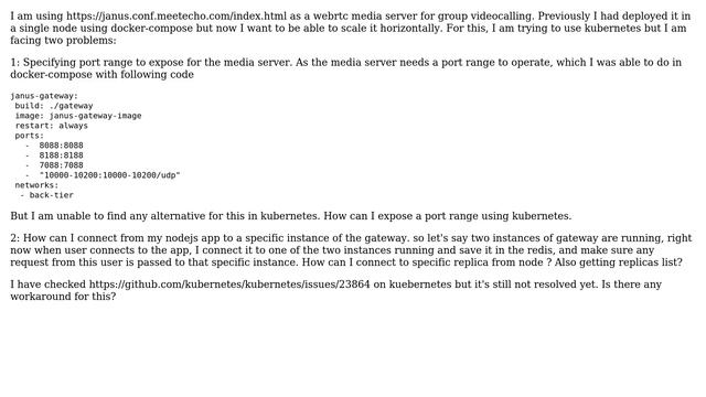 DevOps & SysAdmins: WEBRTC MCU/SFU inside kubernetes - Port Ranges? смотреть онлайн